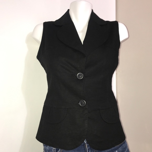 Urban Behaviour Classic Black Buttoned Blazer Vest - Picture 4 of 11